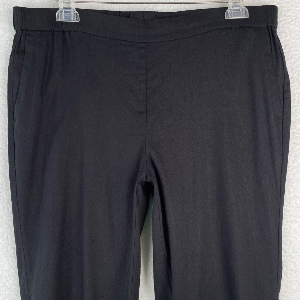 J. Jill Linen Blend Stretch Pants Womens Large Tall Black Taper Pull On Trousers